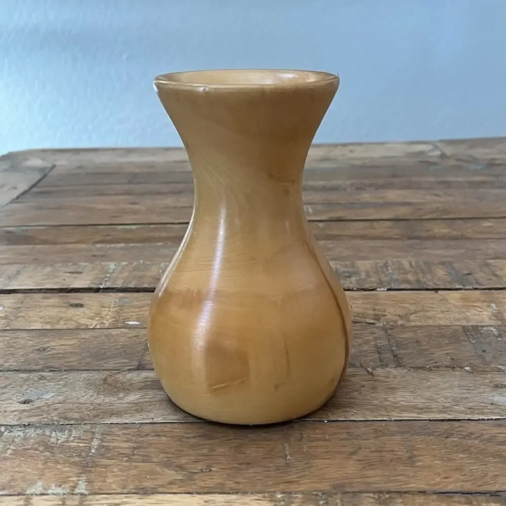 Vintage Small Hand-Spun Aspen Wood Mini Vase 5.75